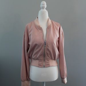 Pale Pink Cropped Track Jacket (L)